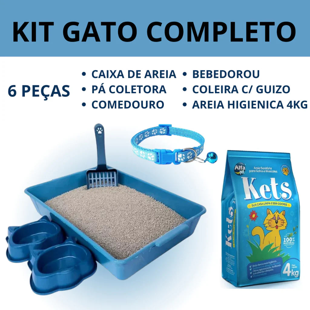 Kit Completo para Gato 6 Peças com Areia Kets 4kg