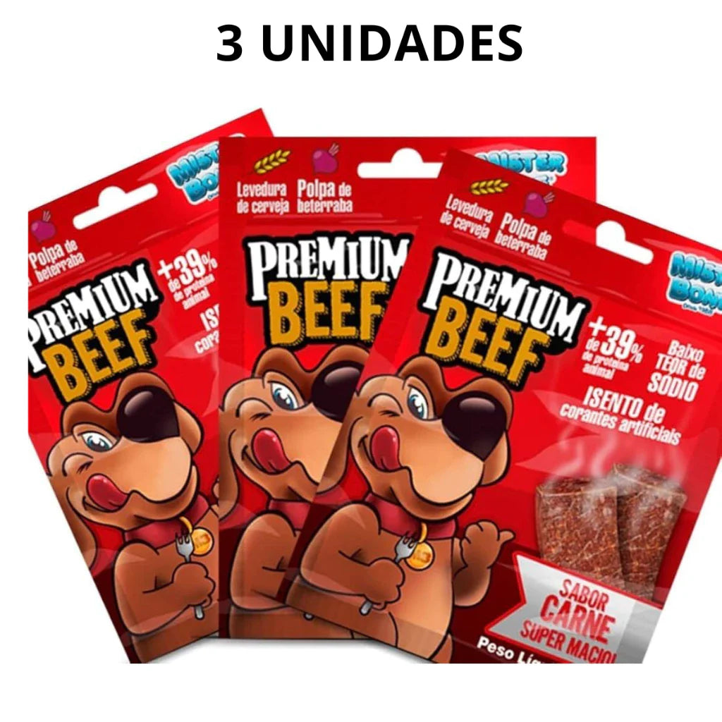 Bifinho para Cachorro Mister Bone Premium Beef 60g Sabor Carne
