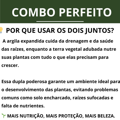 Kit Plantio Terra Vegetal Adubada + Argila Expandida 2kg 5kg 10kg