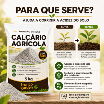 Calcário Dolomítico Agrícola - Corretivo de Solo com Cálcio e Magnésio