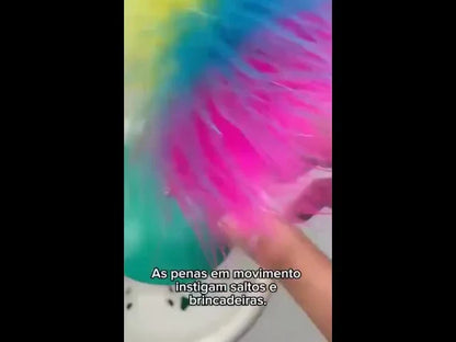 Brinquedo Interativo João Bobo com Penas e Bolinha para Gatos