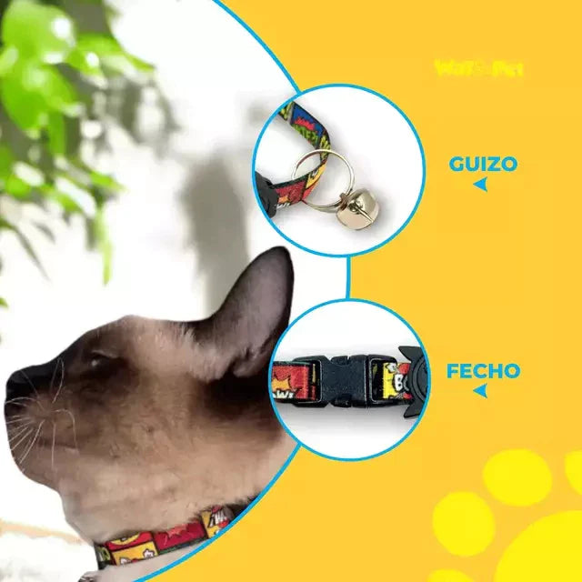 Coleira Elástica para Gato com Guizo Ajustável Cores Sortidas