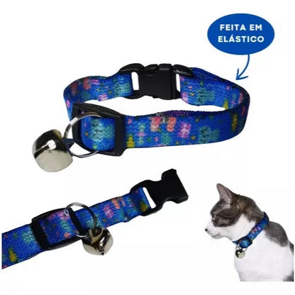 Coleira Elástica para Gato com Guizo Ajustável Cores Sortidas