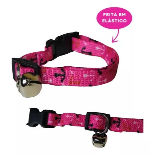 Coleira Elástica para Gato com Guizo Ajustável Cores Sortidas