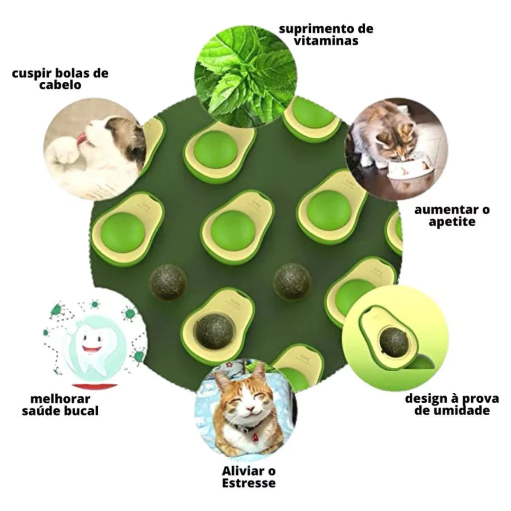 Brinquedo Abacate com Catnip para Gatos – Lambe Lambe Giratório