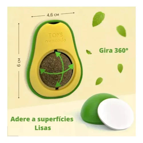Brinquedo Abacate com Catnip para Gatos – Lambe Lambe Giratório