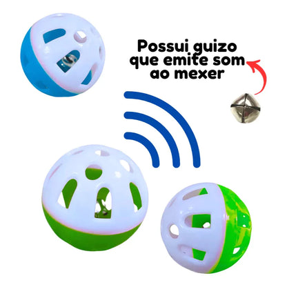 Bola com Guizo para Gato Brinquedo Interativo Colorido