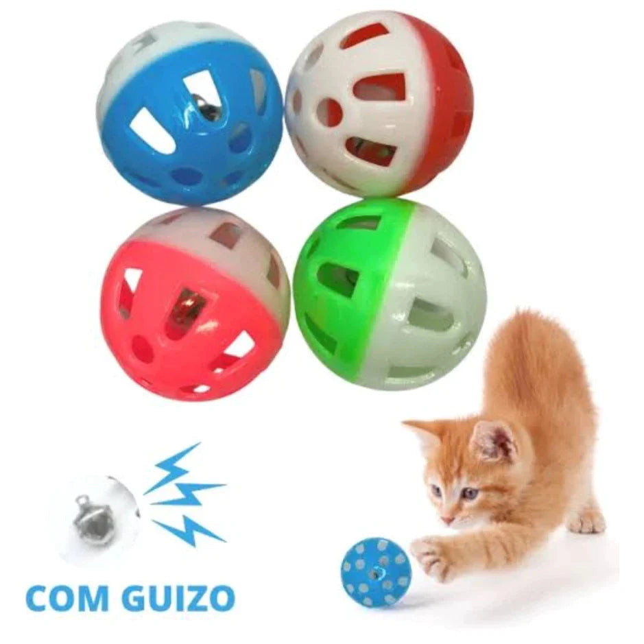 Kit 8 Bolinhas com Guizo para Gatos e Filhotes