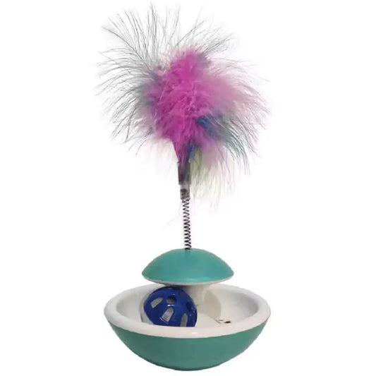 Brinquedo Interativo João Bobo com Penas e Bolinha para Gatos