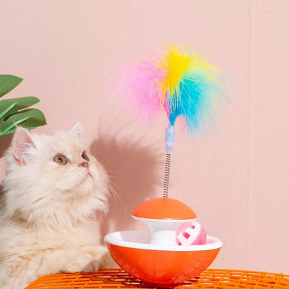 Brinquedo Interativo João Bobo com Penas e Bolinha para Gatos