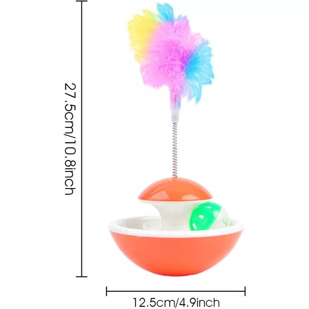 Brinquedo Interativo João Bobo com Penas e Bolinha para Gatos