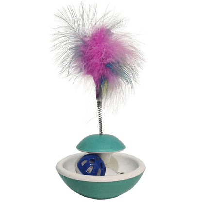 Brinquedo Interativo João Bobo com Penas e Bolinha para Gatos