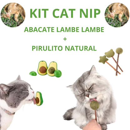 Kit Catnip para Gatos Abacate Lambe Lambe + Pirulito Natural