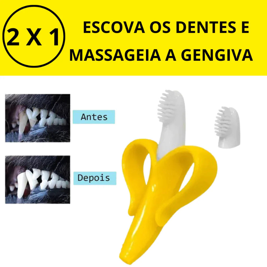 Mordedor Bananinha Escova de Dente para Cachorro MAYLON PET