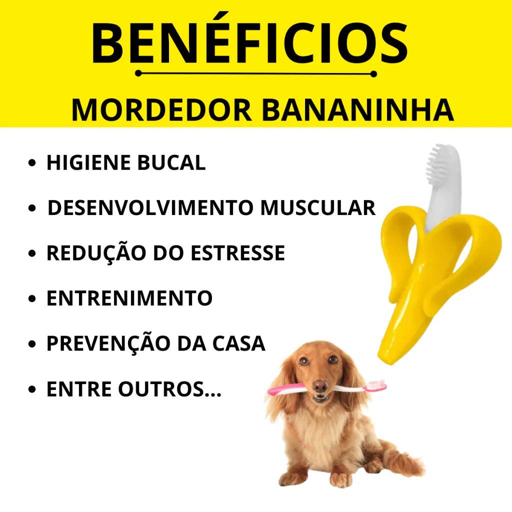 Mordedor Bananinha Escova de Dente para Cachorro MAYLON PET