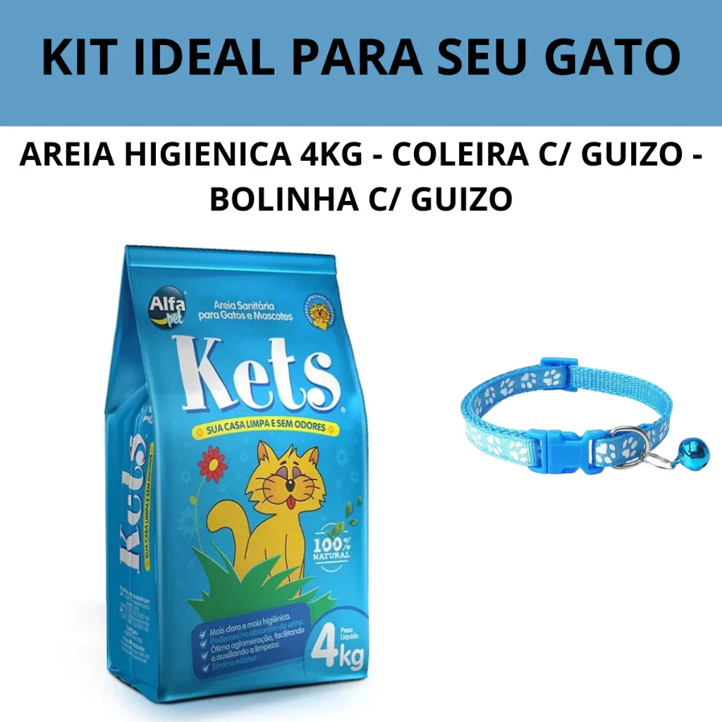 Kit Completo para Gato 6 Peças com Areia Kets 4kg