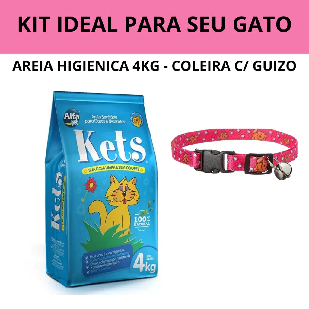 Kit Completo para Gato 6 Peças com Areia Kets 4kg