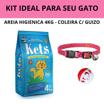 Kit Completo Para Gato 7 Peças com Caixa de Areia e Areia 4kg