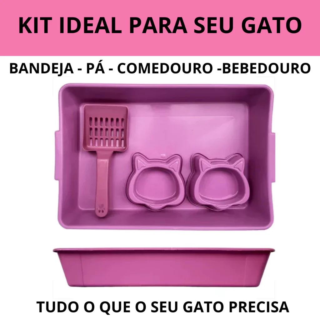 Kit Completo Para Gato 7 Peças com Caixa de Areia e Areia 4kg