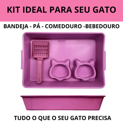 Kit Completo Para Gato 7 Peças com Caixa de Areia e Areia 4kg