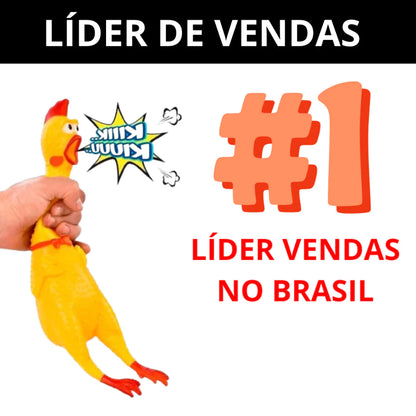 Brinquedo Galinha de Borracha com Som para Cachorro