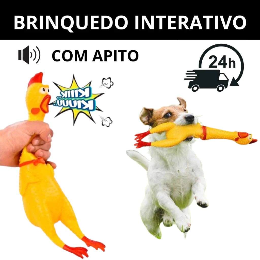 Brinquedo Galinha de Borracha com Som para Cachorro