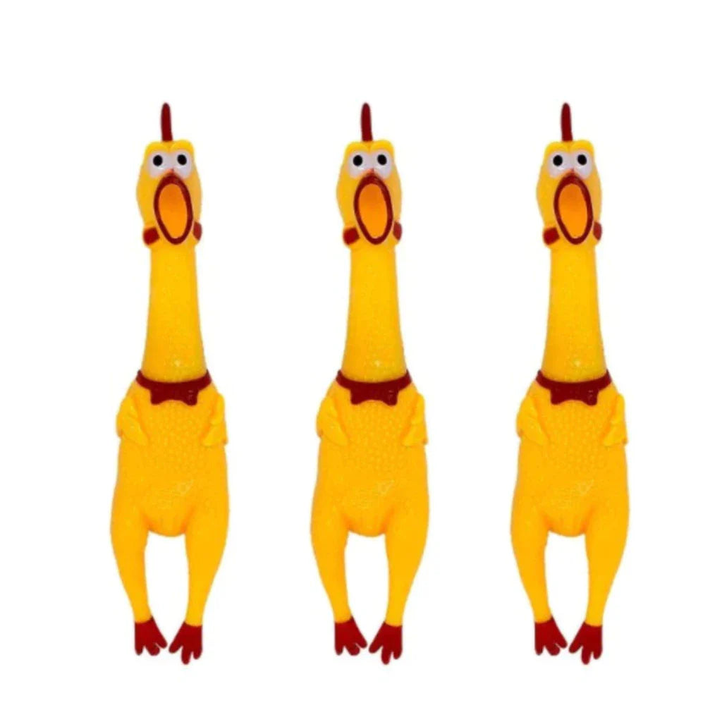 Brinquedo Galinha de Borracha com Som para Cachorro