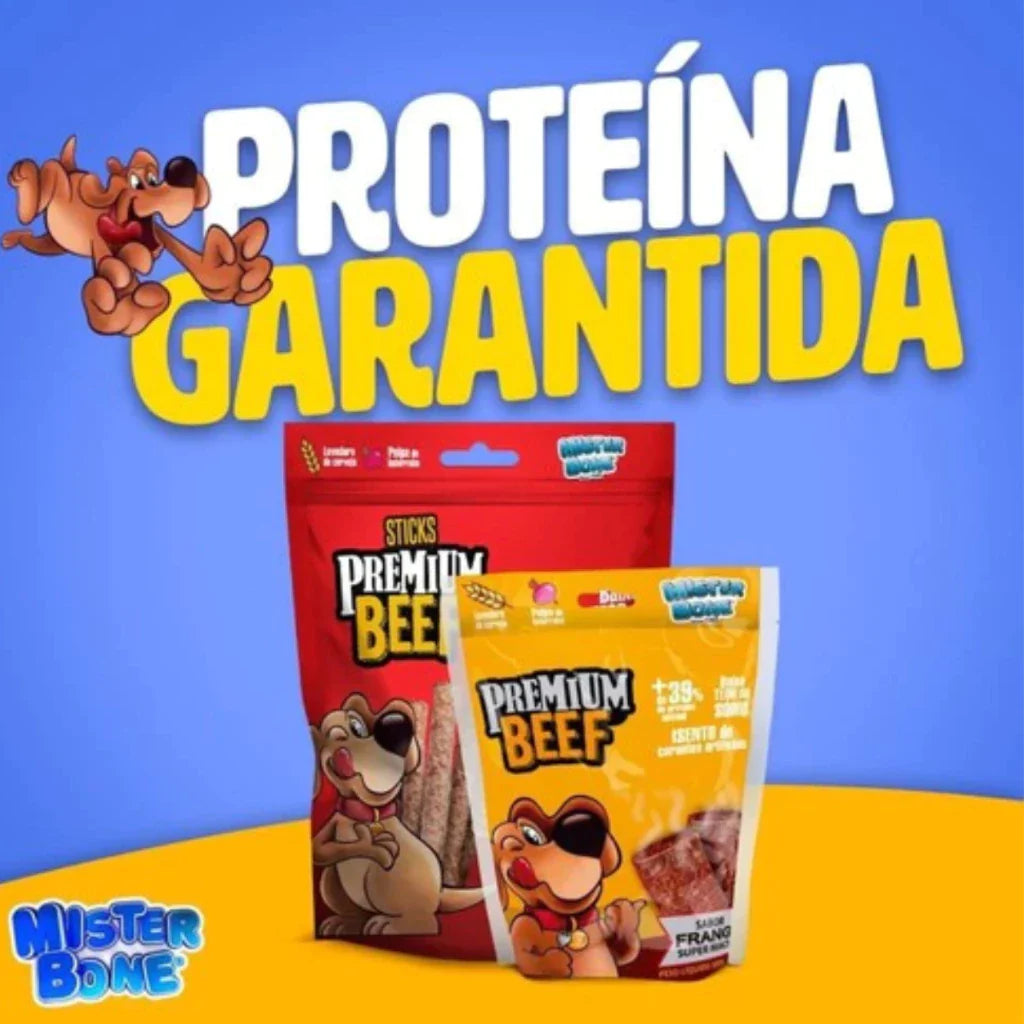 Bifinho para Cachorro Mister Bone Premium Beef 60g Sabor Carne