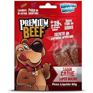 Bifinho para Cachorro Mister Bone Premium Beef 60g Sabor Carne