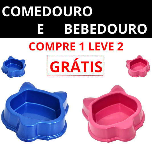 Comedouro e Bebedouro Antiformiga para Gatos Face Cat 160ml Kit 2 Unidades