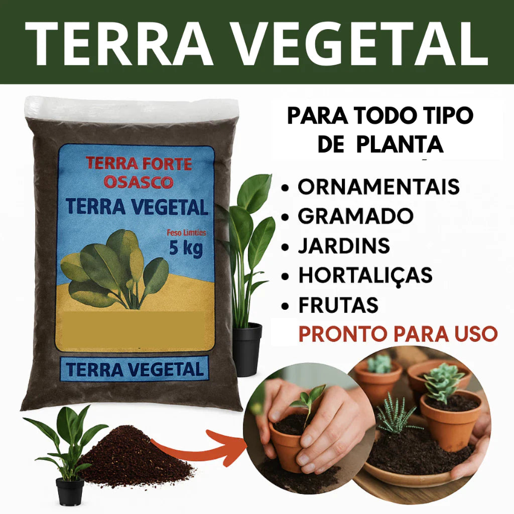 Terra Vegetal Orgânica Terra Forte 10kg Pronta para Plantio