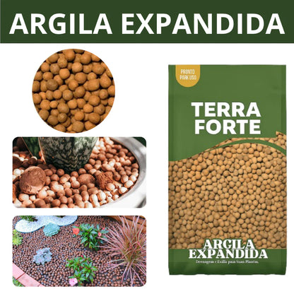 Kit Plantio Terra Vegetal Adubada + Argila Expandida 2kg 5kg 10kg