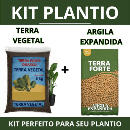 Kit Plantio Terra Vegetal Adubada + Argila Expandida 2kg 5kg 10kg