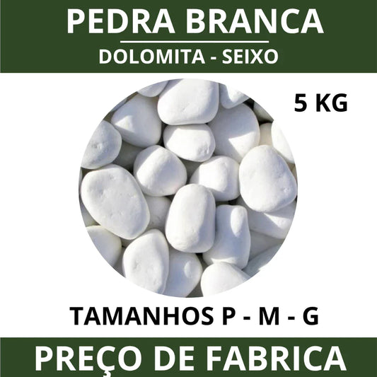 Pedra Dolomita Branca 10kg Seixo para Jardim e Vasos