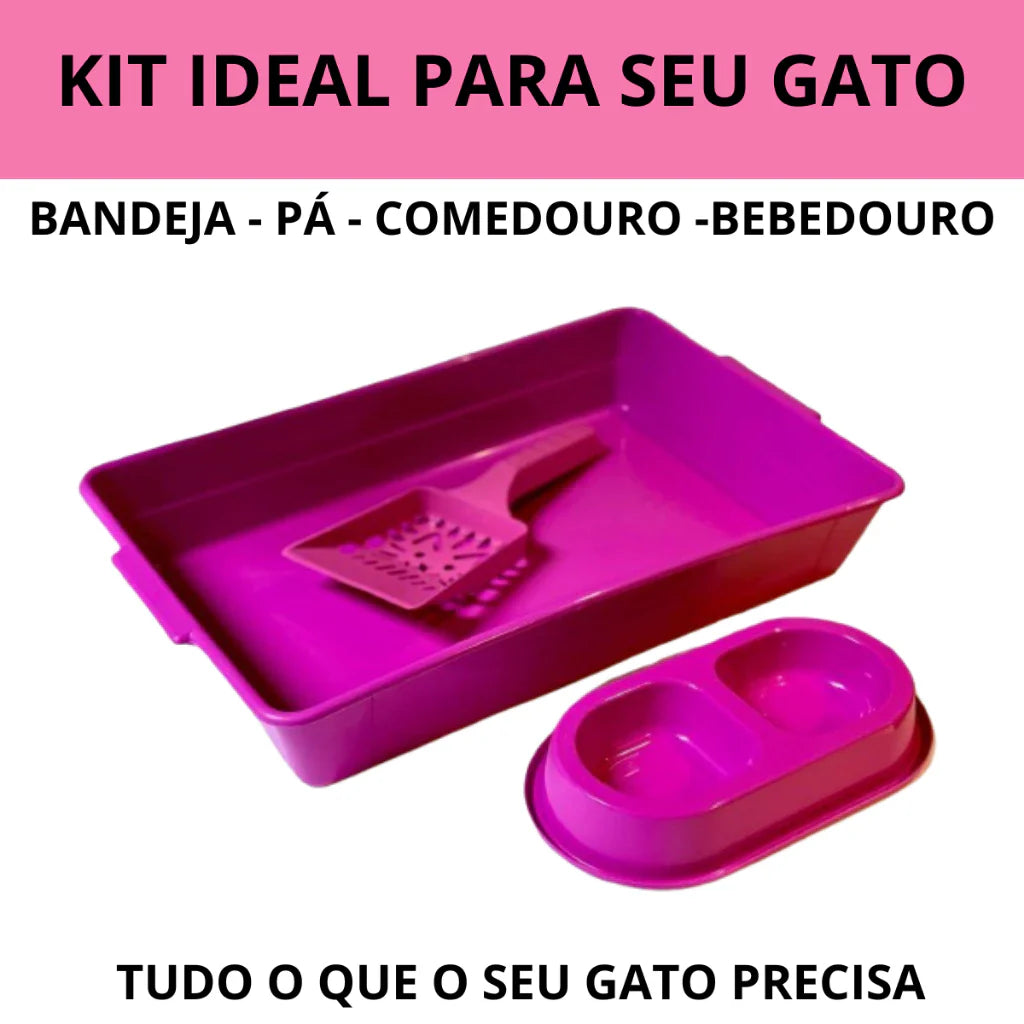 Kit Completo para Gato 6 Peças com Bandeja e Areia 4kg