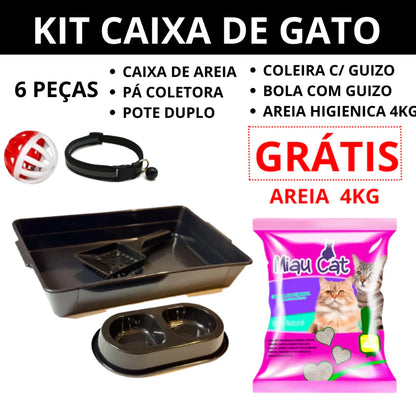 Kit Completo para Gato 6 Peças com Bandeja e Areia 4kg