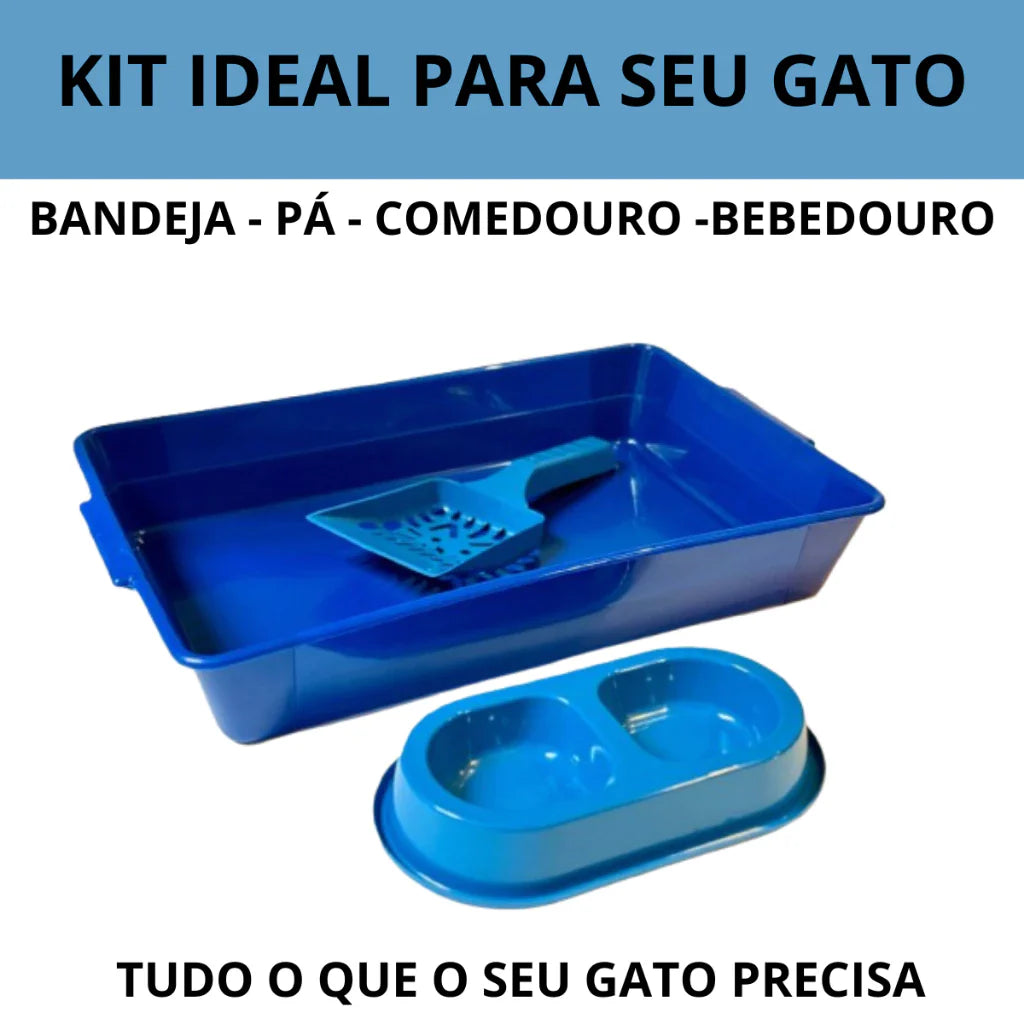 Kit Caixa de Areia para Gato 6 Peças com Areia 4kg