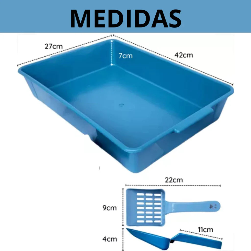 Kit Caixa de Areia para Gato 6 Peças com Areia 4kg