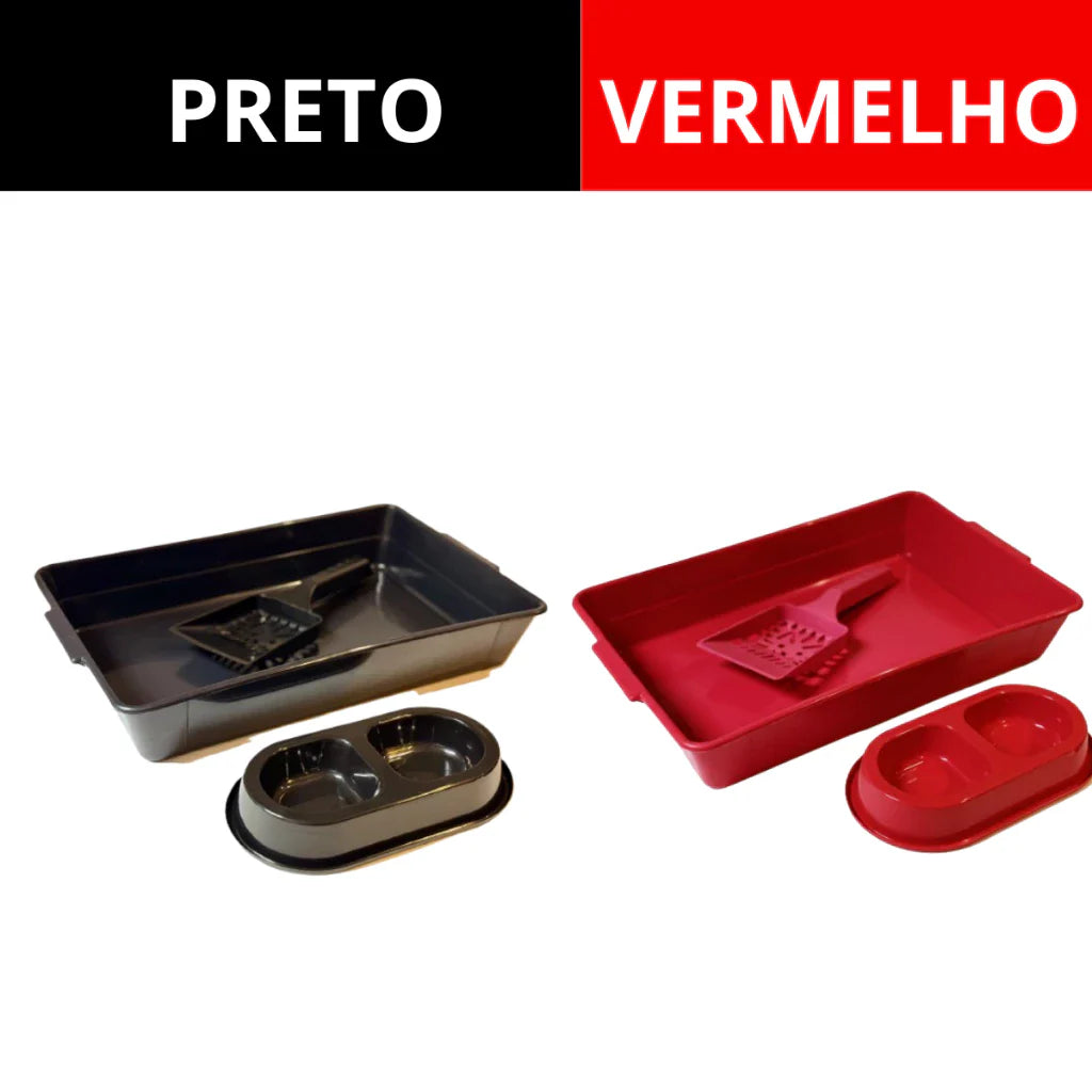 Kit Completo para Gato 6 Peças com Bandeja e Areia 4kg