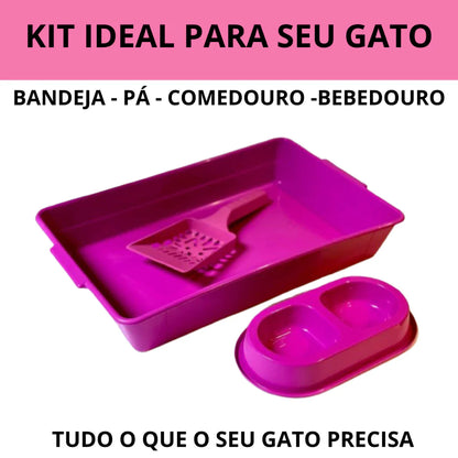 Kit Caixa de Areia para Gato com Areia 4kg + Acessórios