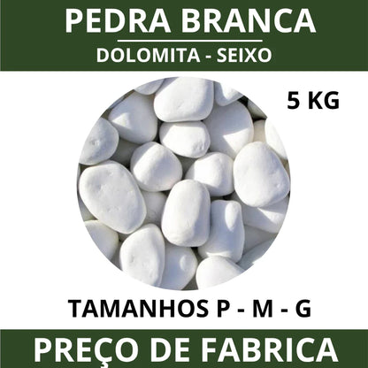 Pedra Seixo Branco Dolomita para Jardim, Vasos e Aquário
