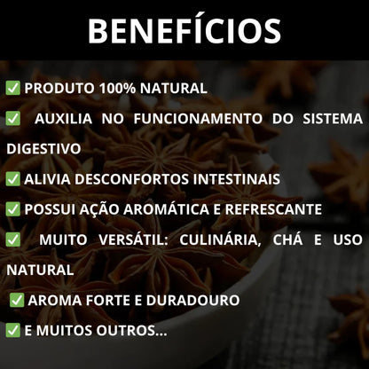 Anis Estrelado Premium 100% Natural para Chá e Culinária