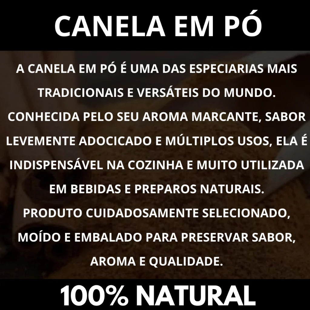 Canela em Pó 100% Natural Premium para Receitas e Bebidas