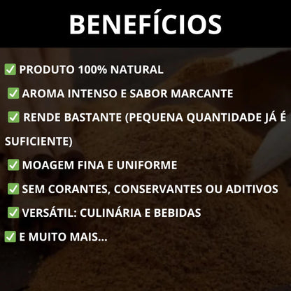 Canela em Pó 100% Natural Premium para Receitas e Bebidas