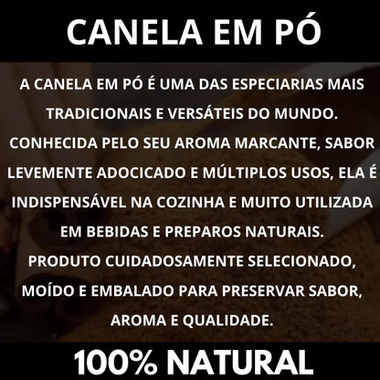Canela em Pó 100% Natural Premium para Bebidas e Receitas