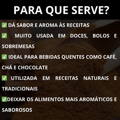 Canela em Pó 100% Natural Premium para Bebidas e Receitas