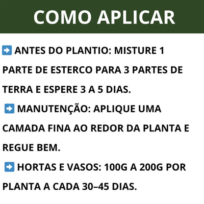 Esterco de Galinha Orgânico 2,1kg Adubo Natural para Hortas e Jardins